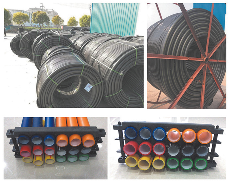 高密度聚乙烯(HDPE )硅芯管制作，系采用特種HDPE原料加硅料共擠復(fù)合而成，具備以下基本特性: 1.管道的強度，包括抗壓，抗張和抗沖擊能力，充分考慮到光(電)纜保護所需的安全系數(shù)，不再需要大管作外層保護。 2、硅管曲率半徑小，為其外徑的十倍。敷管時遇到彎曲處和上下管落差處可隨路而轉(zhuǎn)或隨坡而走，無須作任何特別處理，更不必設(shè)入井過渡。 3、其內(nèi)壁的硅芯層是固體的，永久的潤滑濟。 4、其內(nèi)壁的硅芯層被同步擠壓進壁內(nèi)，均勻地分布于整個內(nèi)壁，硅芯層與高度密聚乙烯具有相同的物理和機械特性:不會剝落，脫離。 5、其內(nèi)壁硅芯層的摩擦特性保持不變，纜線在管道內(nèi)反復(fù)抽取。 6、其內(nèi)璧的硅芯層不與水溶，污物進管后可用水沖洗管道，可免遭嚙齒動物破壞。7、抗老化，使用壽命長，埋入地下可達50年以上。 8、耐候性能好。 9、施工快捷，可大降低工程造價。
